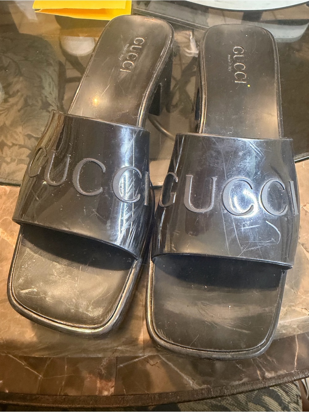 Gucci Black Logo Mule Sandals - Picture 2 of 9